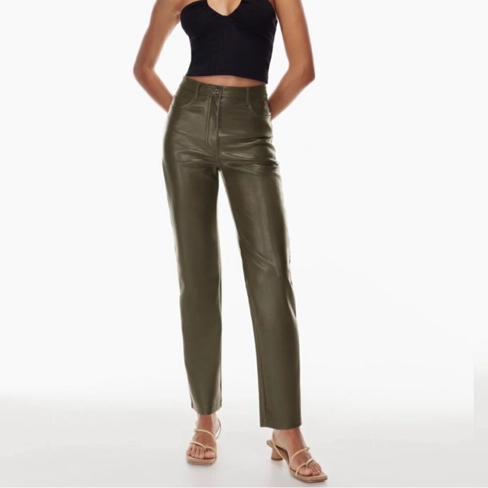 Wilfred‎ The Melina Pant High-waisted Vegan Leather Olive Size 0